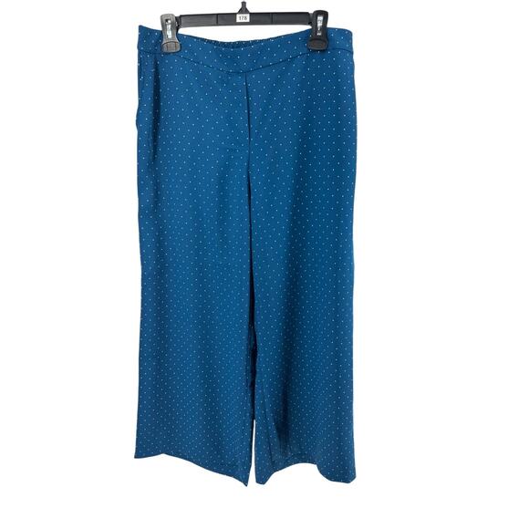 J.Jill Wearever Collection Women's Teal Polka Dot Wide Leg Crop Pants Medium - Picture 2 of 4